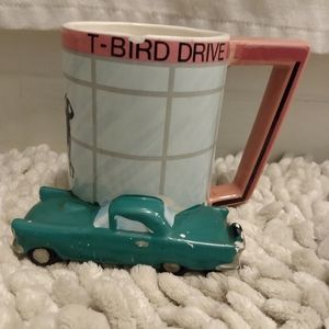 Vintage 1988 T-Bird Drive In Mug Pink Teal Five &